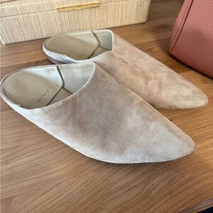 Vince Light Tan Suede Mules